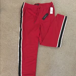 Pacsun Red Polyester Side Stripe Track Pants
